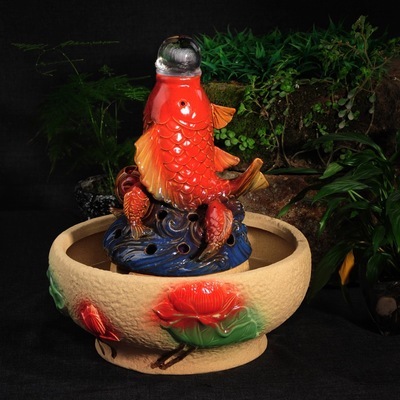 鯉魚躍龍門流水器 匠心工藝，細水長流年年有余